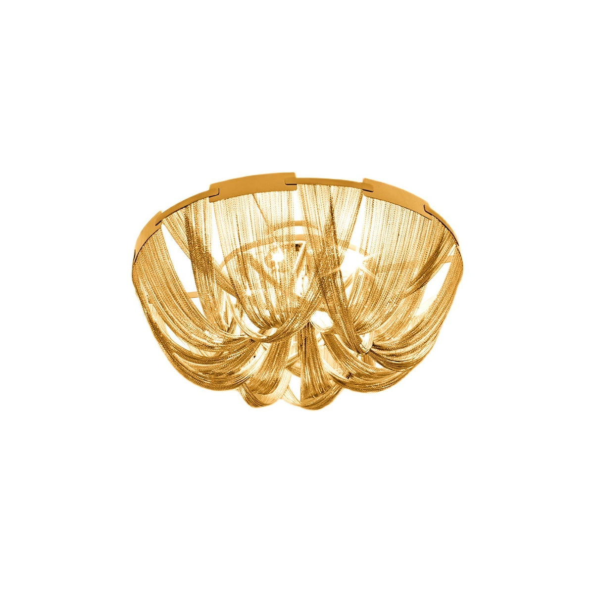 Talj plafondlamp met ketting van aluminium en tassel in nikkel