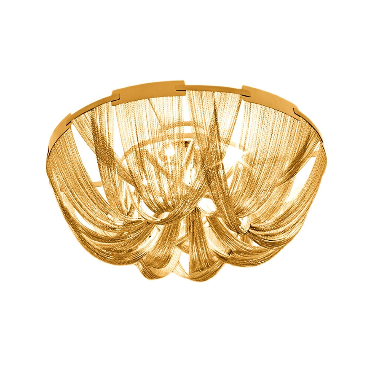 Talj plafondlamp met ketting van aluminium en tassel in nikkel