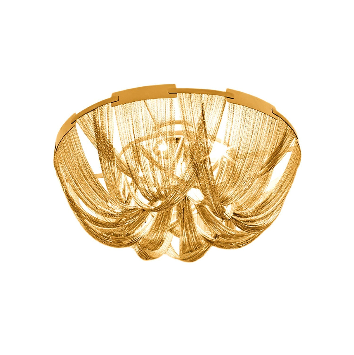 Talj plafondlamp met ketting van aluminium en tassel in nikkel