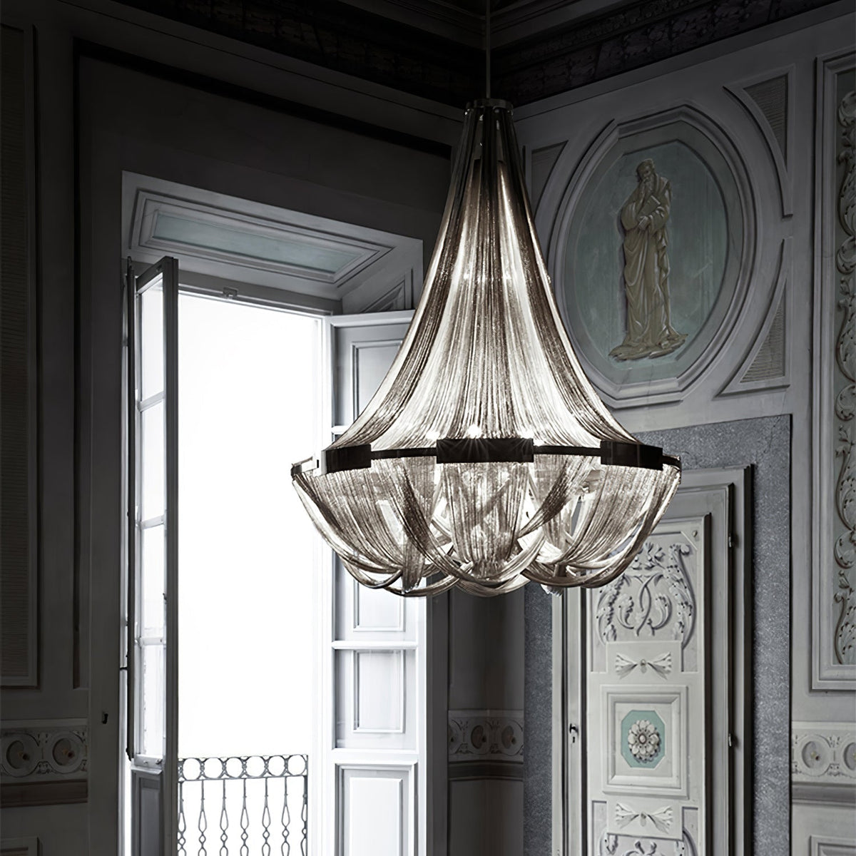 Zylen kroonluchter met aluminium ketting