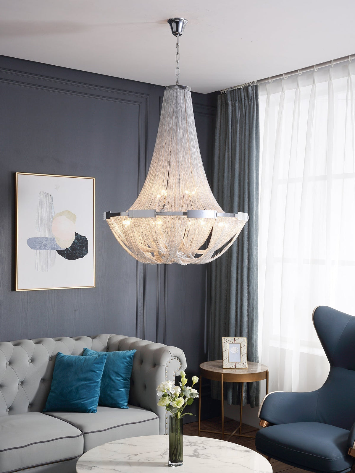 Zylen kroonluchter met aluminium ketting