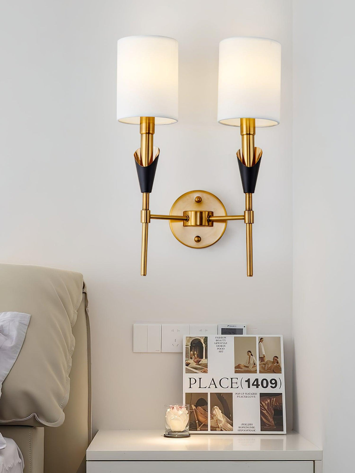 Eurzorira wandlamp met stoffen kap