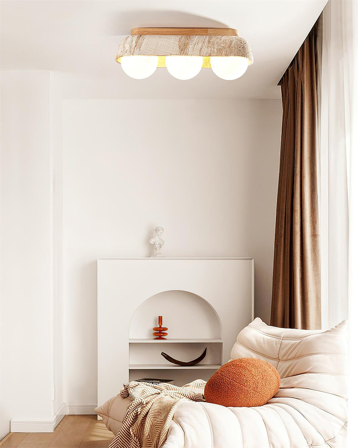 Norelina plafondlamp travertin Rechthoekig