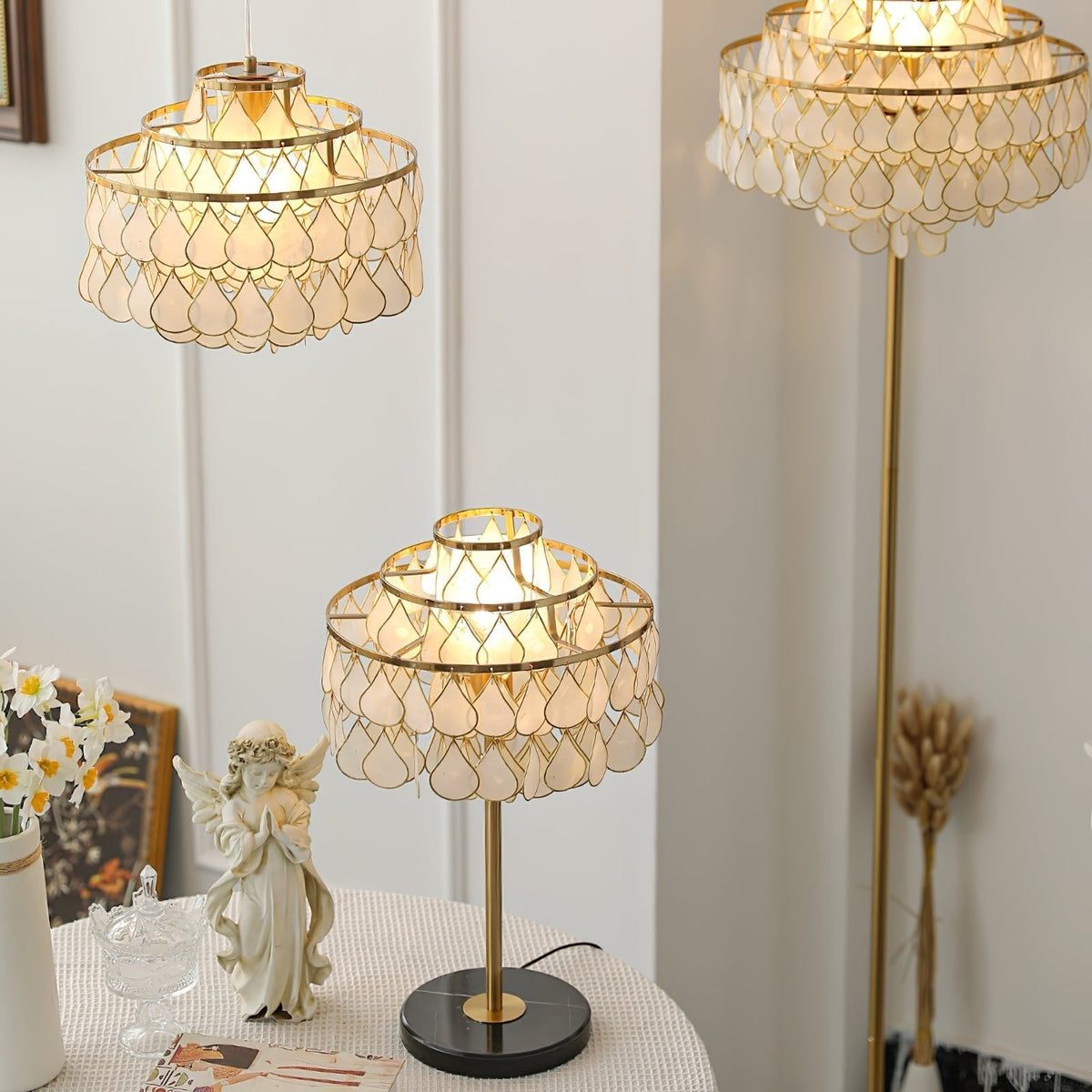 Jacob luxe Teardrops Schelp-tafellamp