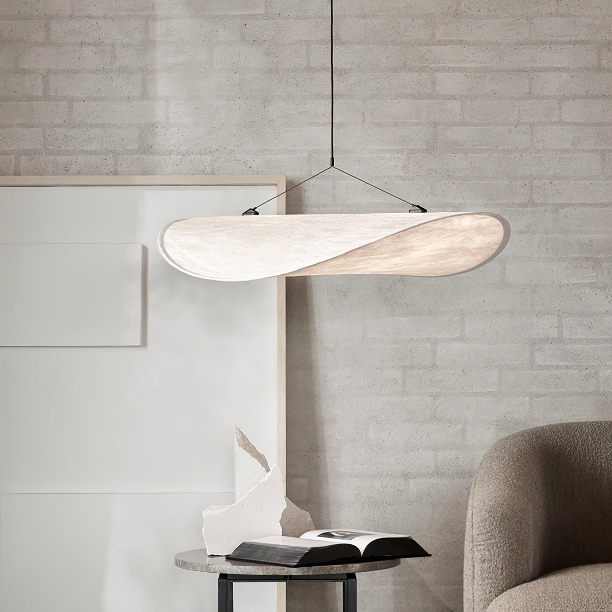 Larenol hanglamp van glas van papier en glasvezel