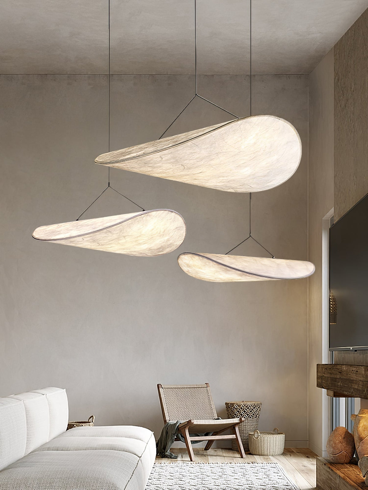 Larenol hanglamp van glas van papier en glasvezel