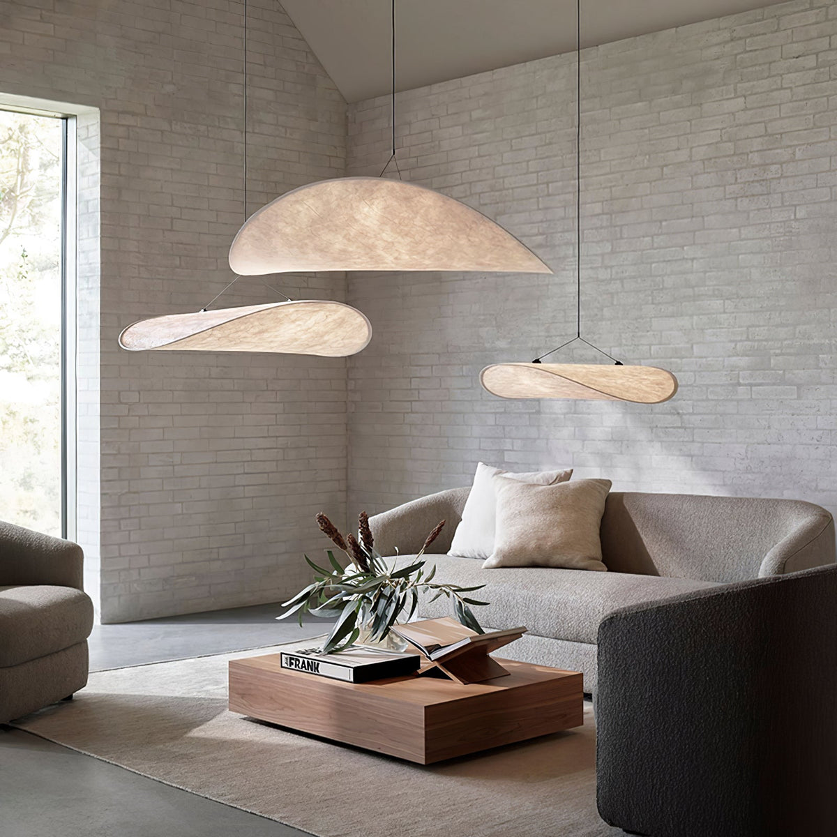 Larenol hanglamp van glas van papier en glasvezel