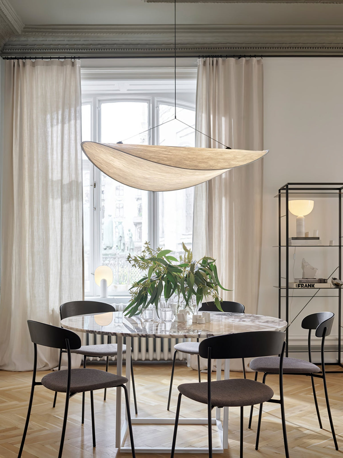 Larenol hanglamp van glas van papier en glasvezel