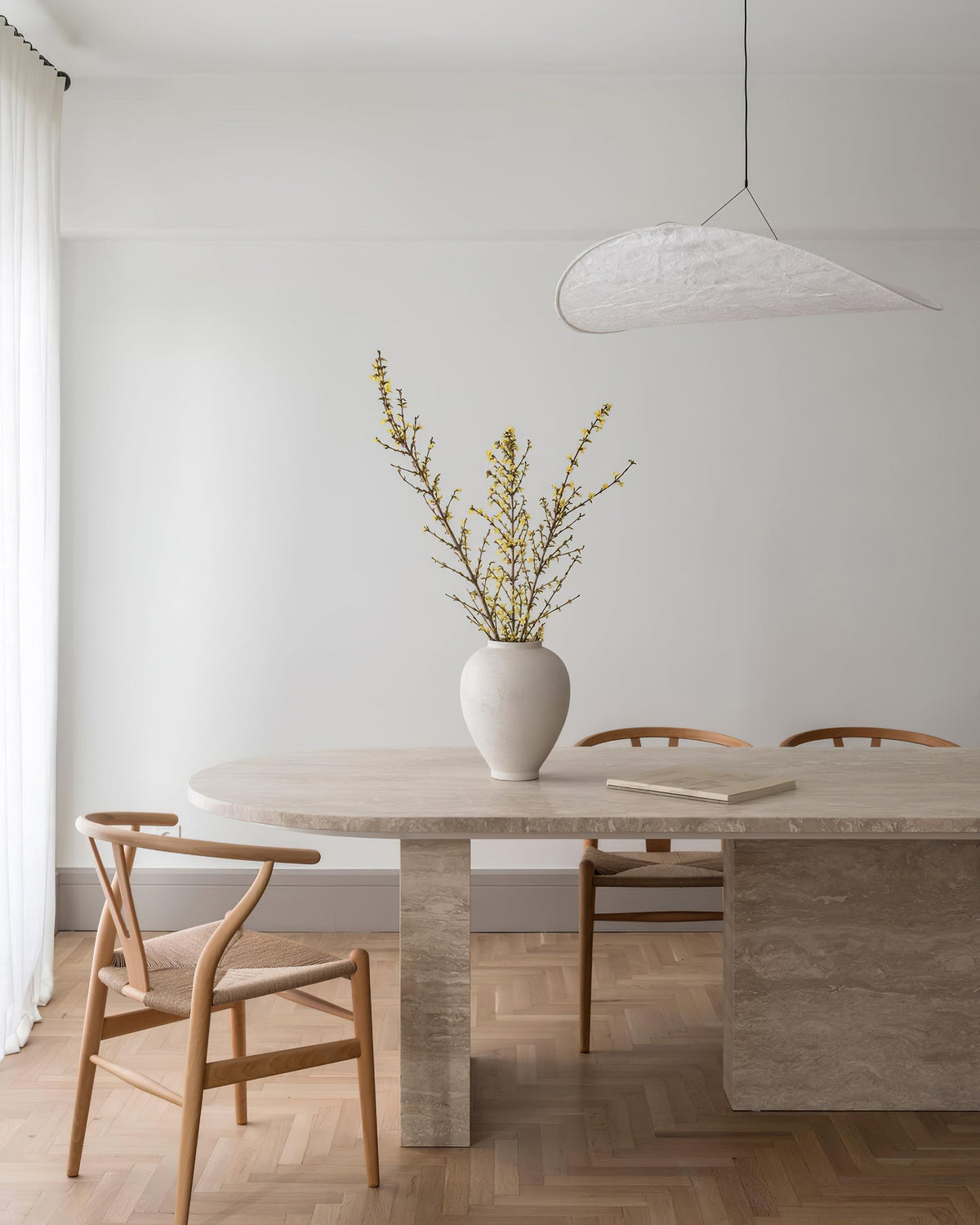Larenol hanglamp van glas van papier en glasvezel