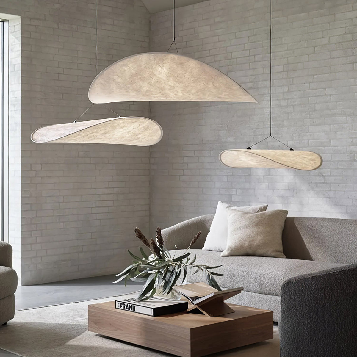 Larenol hanglamp van glas van papier en glasvezel