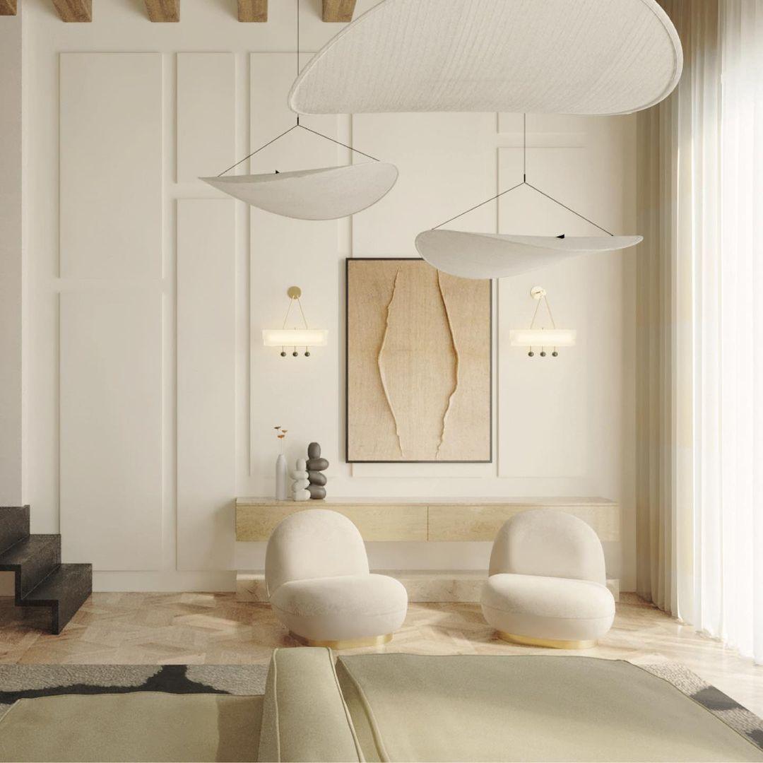 Larenol hanglamp van glas van papier en glasvezel