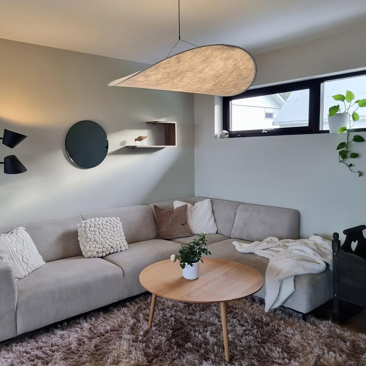 Larenol hanglamp van glas van papier en glasvezel
