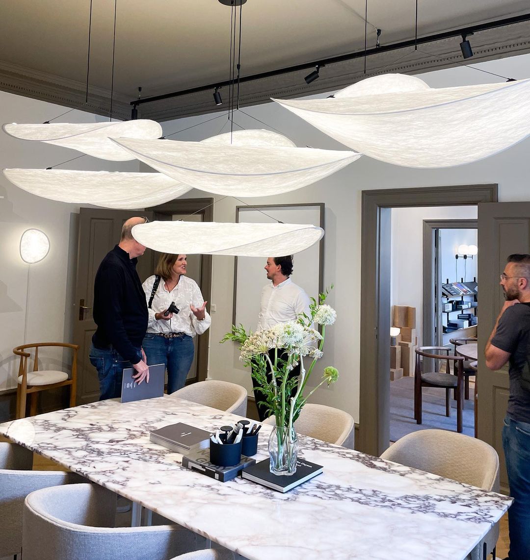 Larenol hanglamp van glas van papier en glasvezel