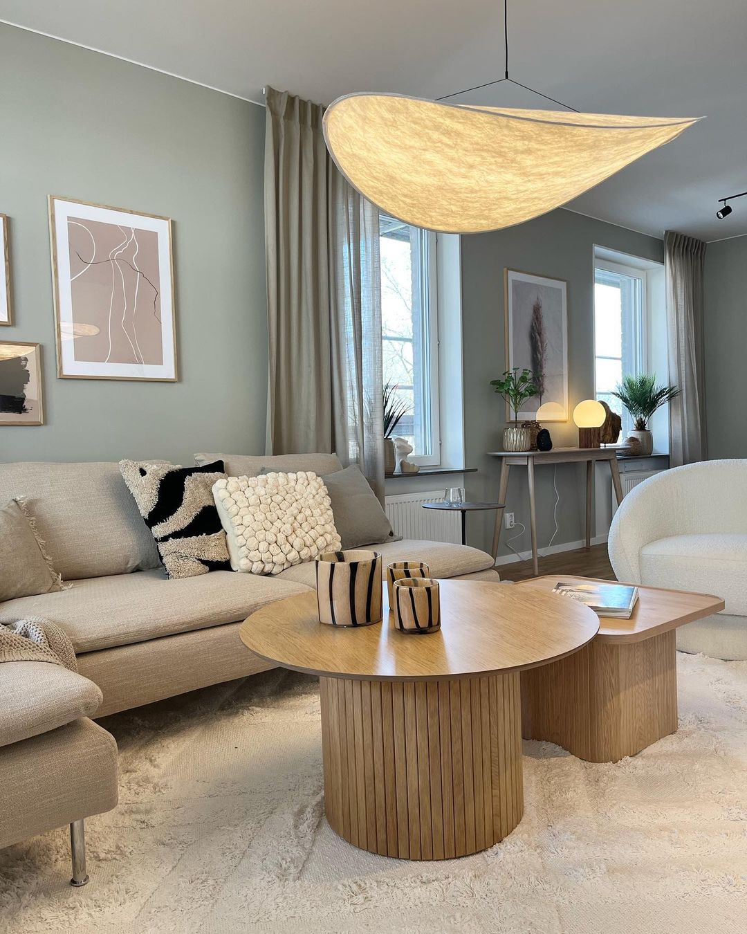 Larenol hanglamp van glas van papier en glasvezel