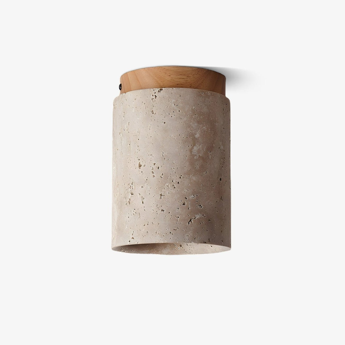 Valelelle plafondlamp met cilindrische kap van travertin