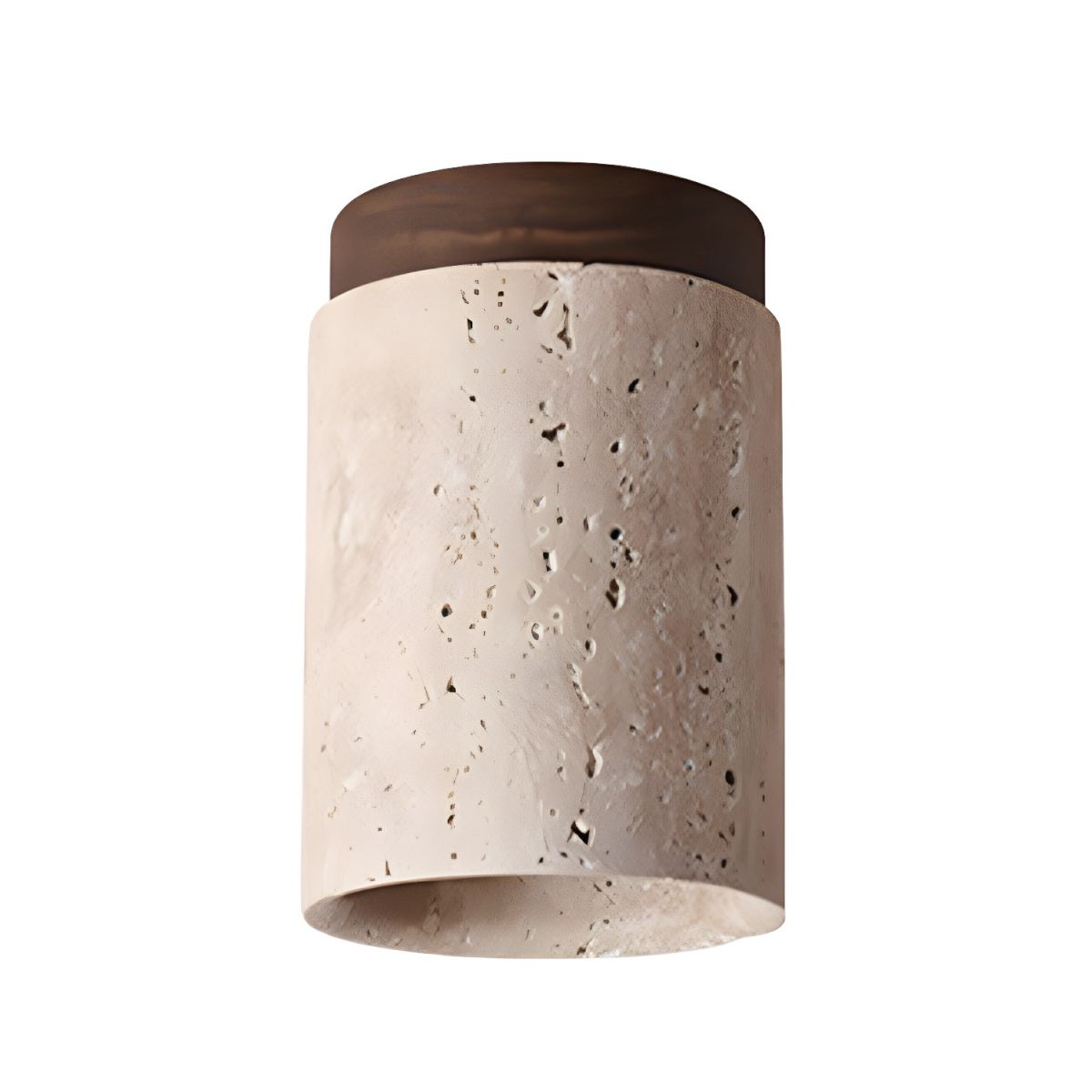 Valelelle plafondlamp met cilindrische kap van travertin