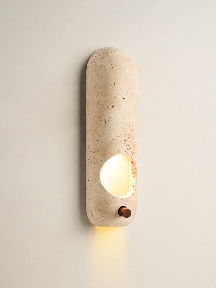 Serirella wandlamp met geel travertin
