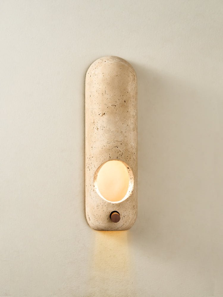Serirella wandlamp met geel travertin