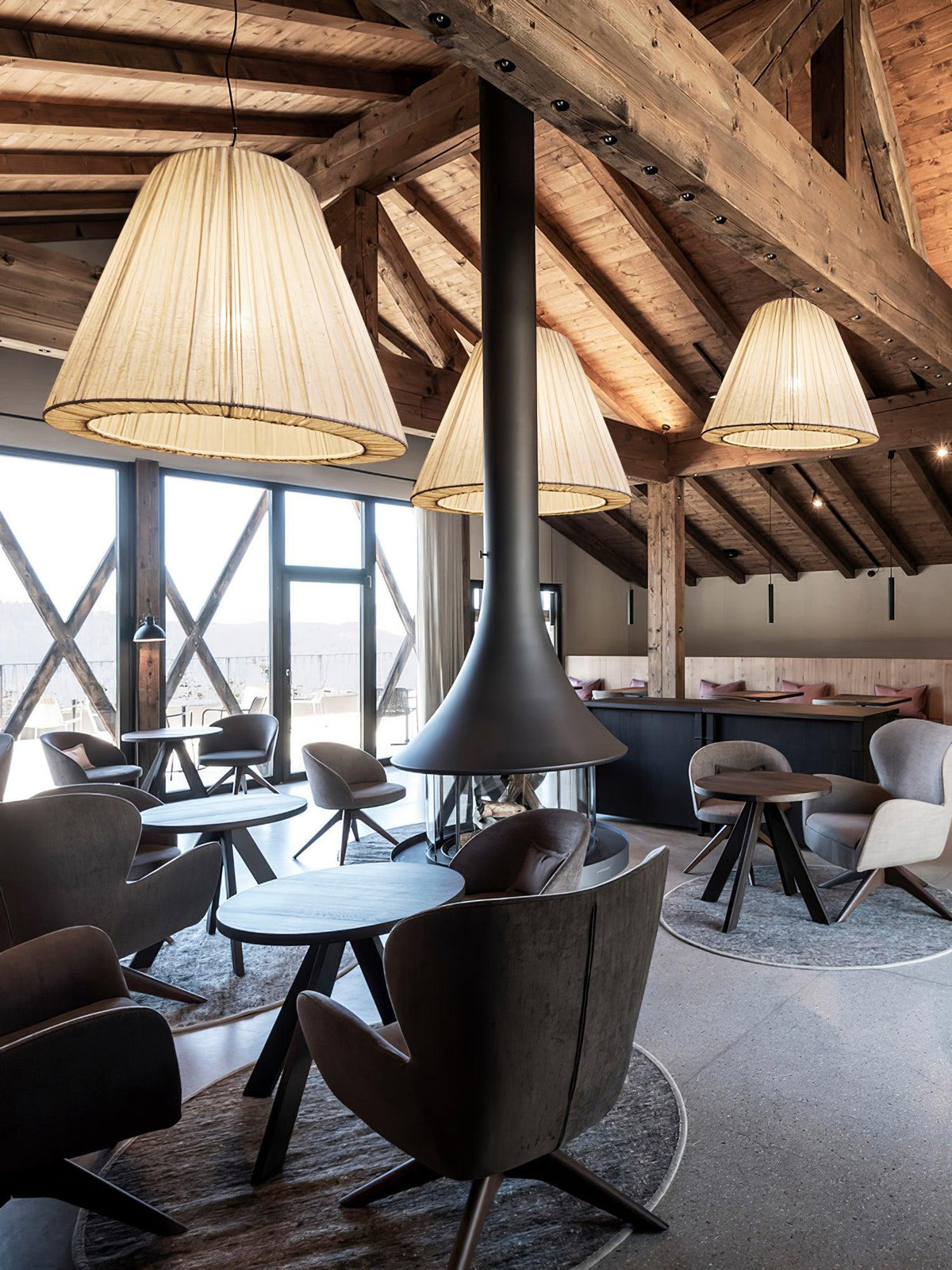 Docan hanglamp met stoffen kap in retro-stijl