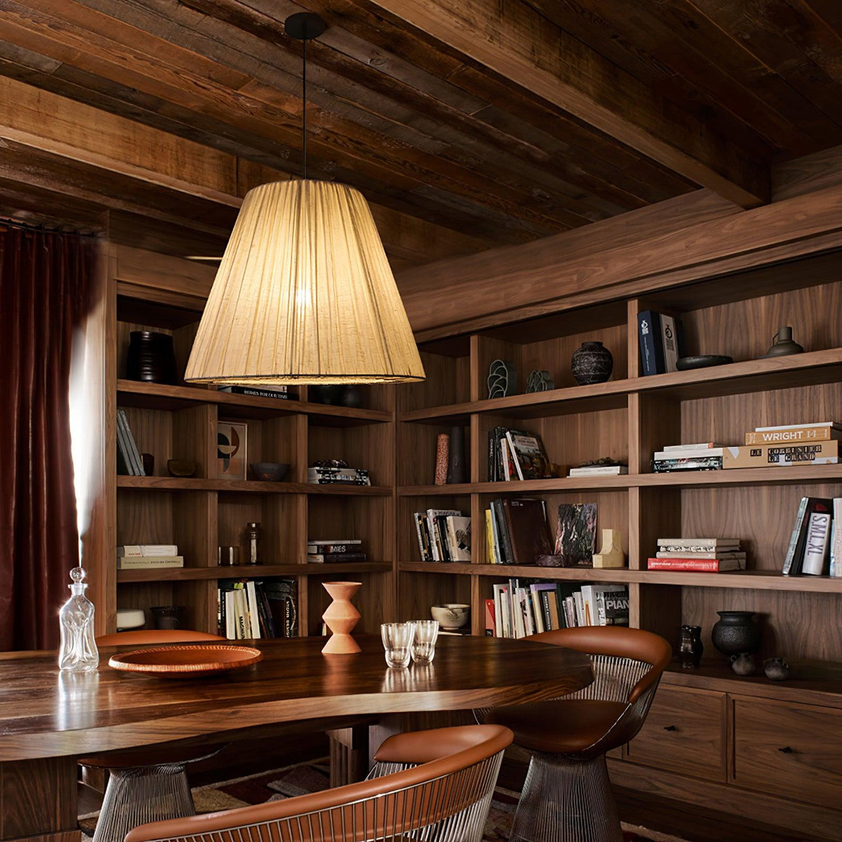 Docan hanglamp met stoffen kap in retro-stijl