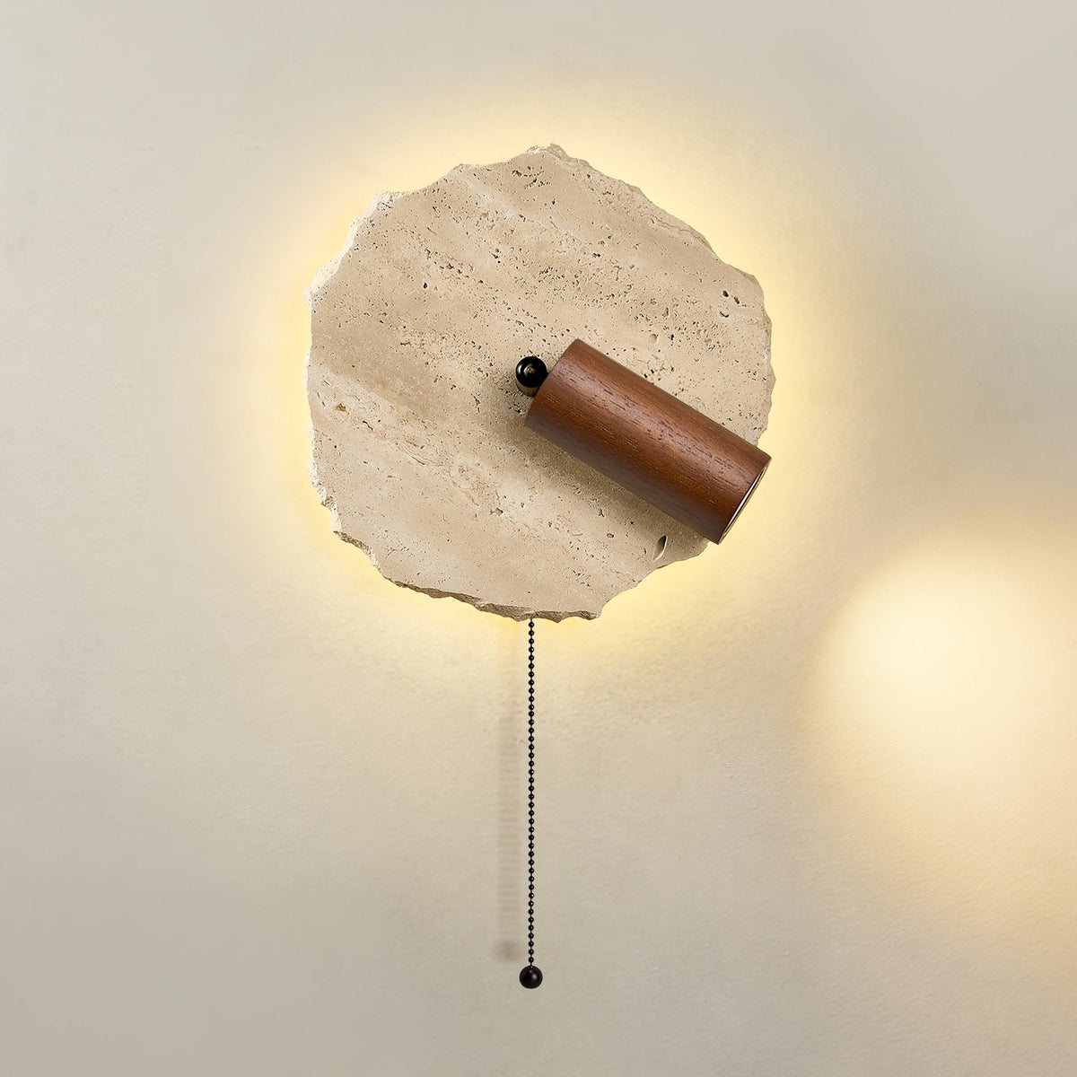 Valeriella wandlamp in Geel travertin