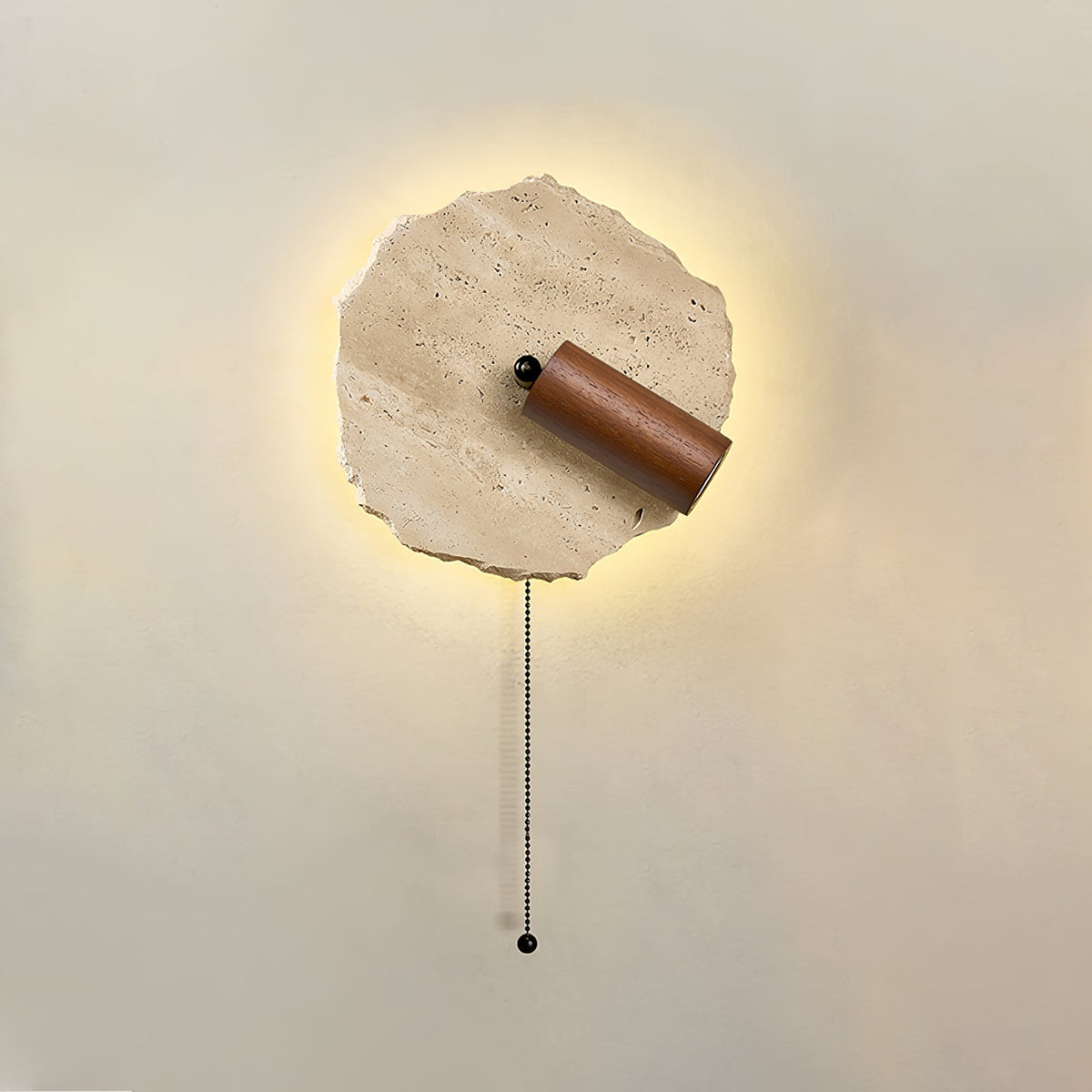 Valeriella wandlamp in Geel travertin