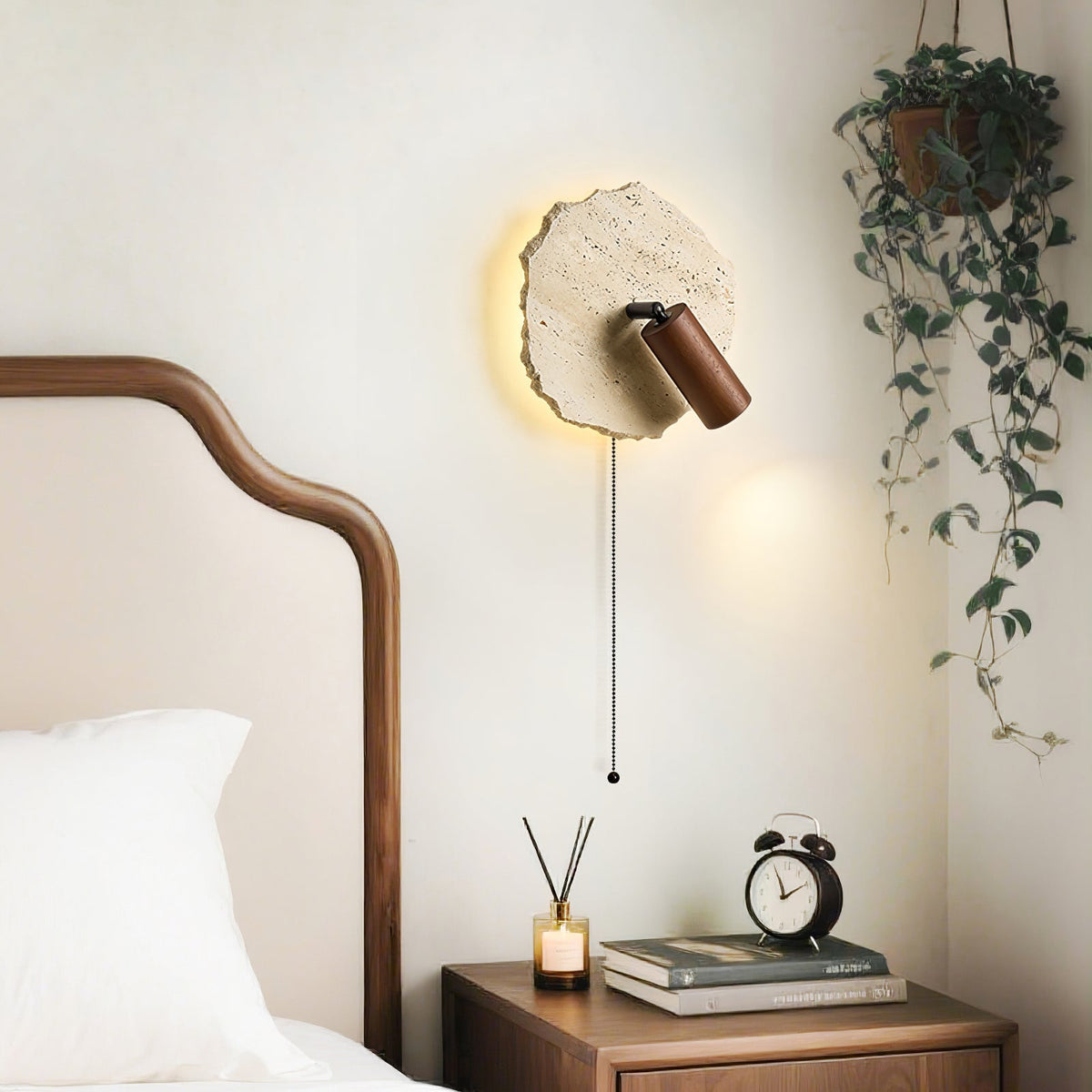 Valeriella wandlamp in Geel travertin
