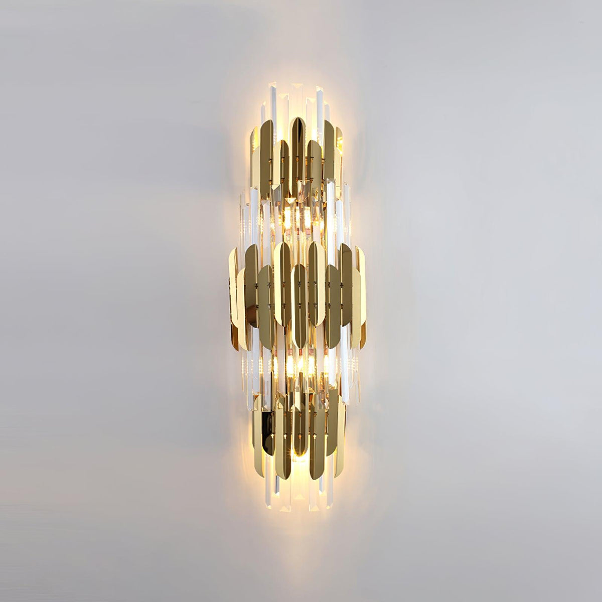 Elyoaria wandlamp met drie lagen kristal in Nordic-art stijl