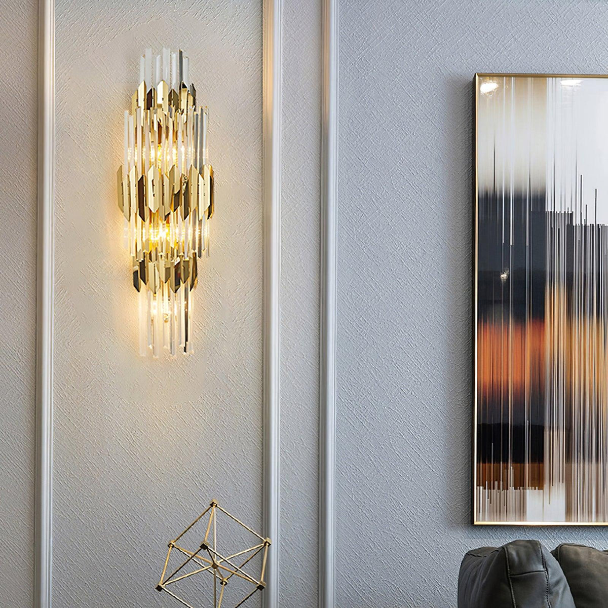 Elyoaria wandlamp met drie lagen kristal in Nordic-art stijl
