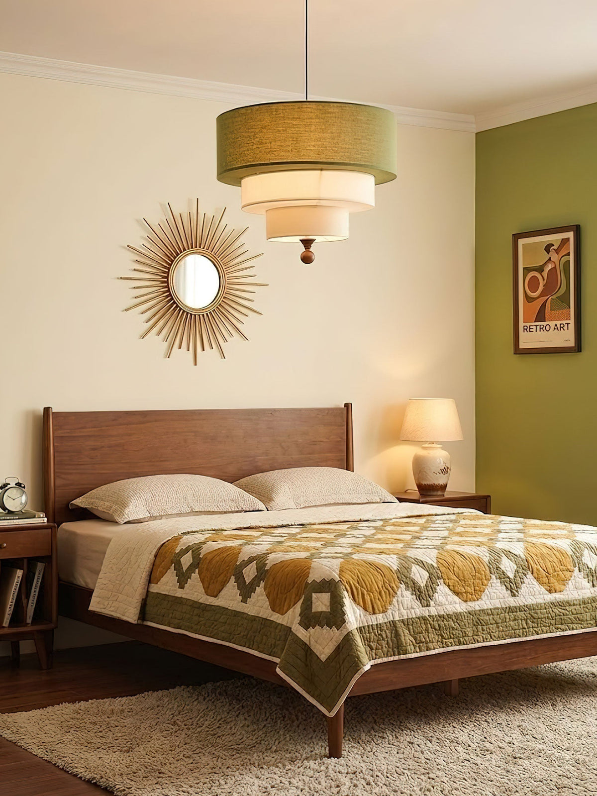 Calderin hanglamp met drie lagen van stoffen
