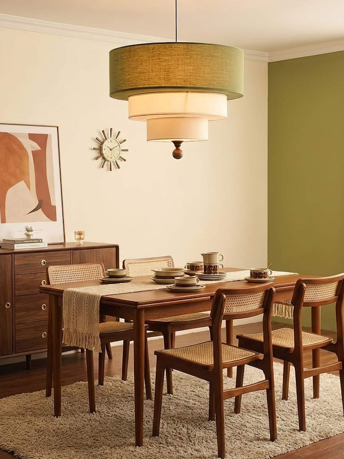 Calderin hanglamp met drie lagen van stoffen