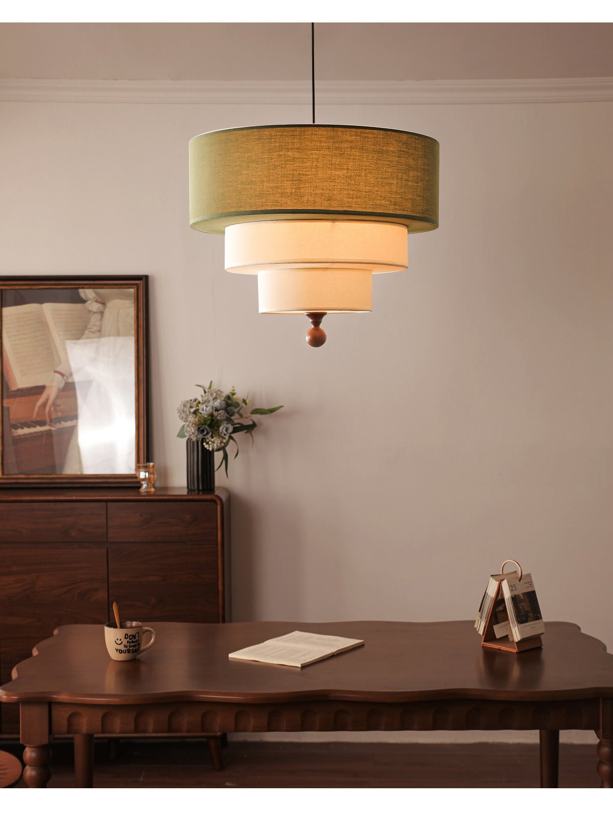 Calderin hanglamp met drie lagen van stoffen