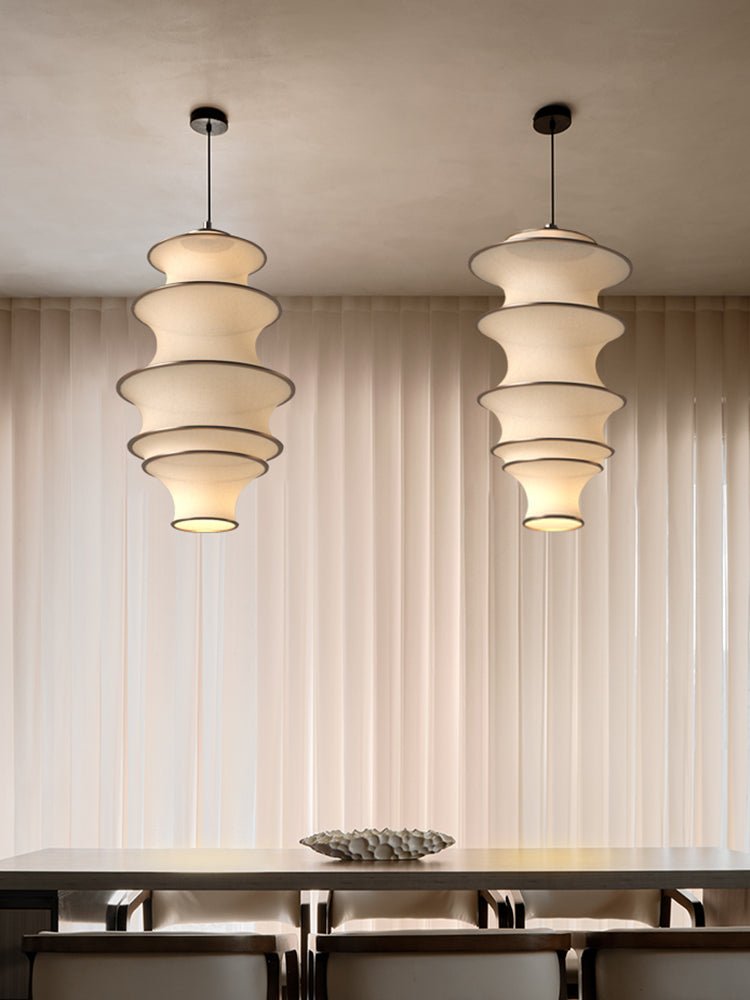 Terioena hanglamp met meerdere lagen en golfvormige textiel