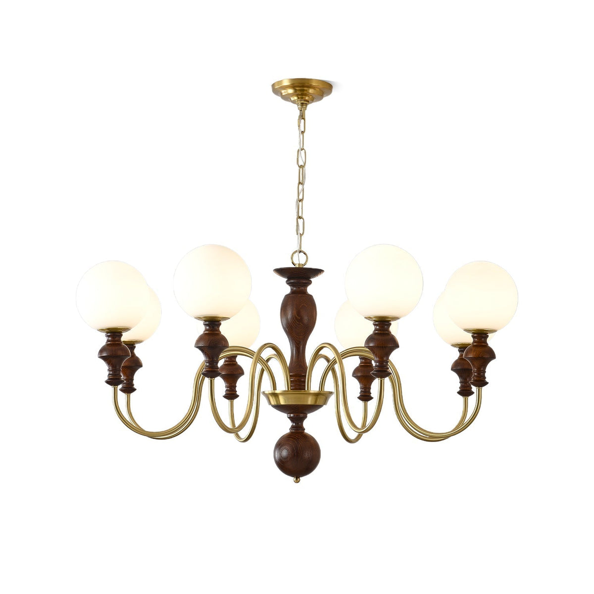 Indris Kroonluchter Hout & messing Tijdloze Bol