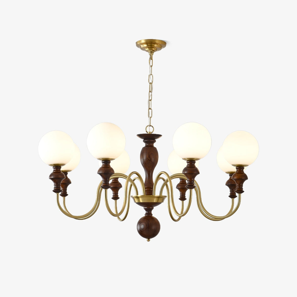 Indris Kroonluchter Hout & messing Tijdloze Bol