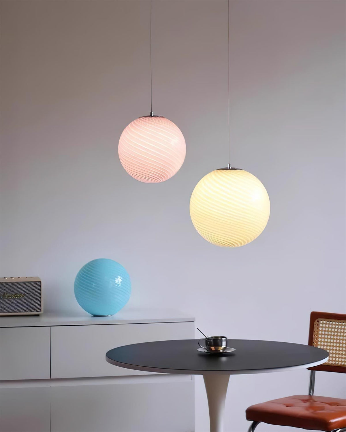 Dorvian Moderne hanglamp met blauwe glazen bol