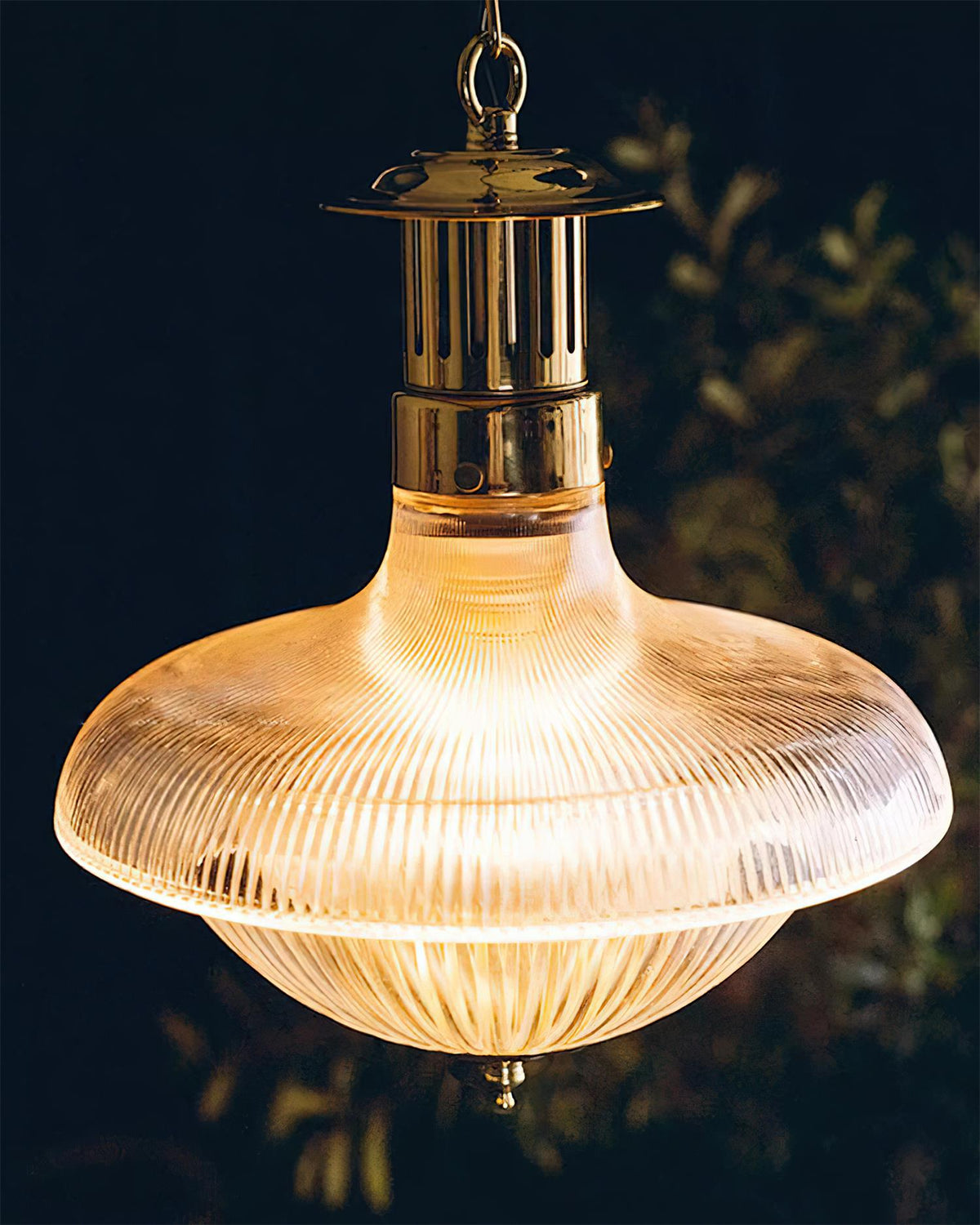 Norvela hanglamp helder geribbelde glas messing vintage
