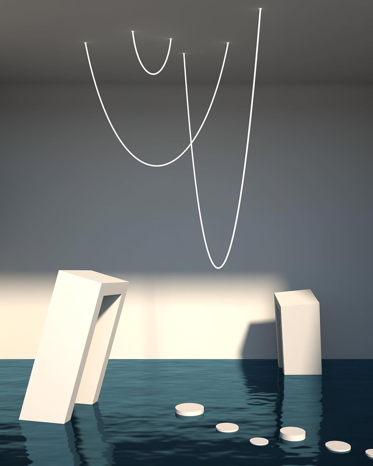 Fenris Hanglamp Flexibele boog Siliconen Messing