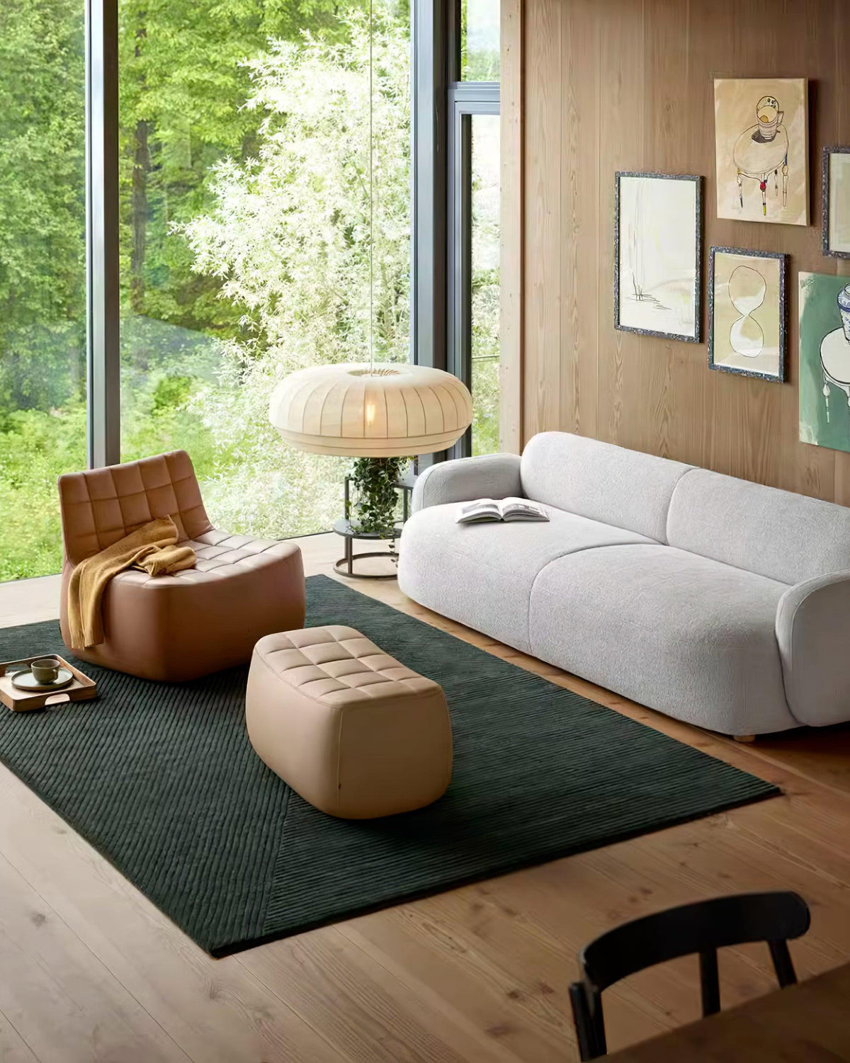 Taro hanglamp zijde kap witte stof verticale lijnen zachte moderne minimalistisch