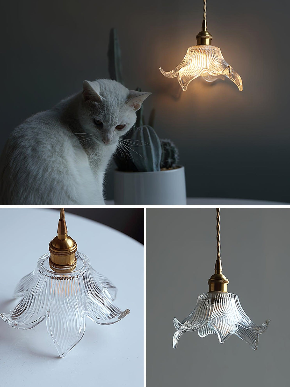 Aell hanglamp van messing en glas met glamoureus-ontwerp