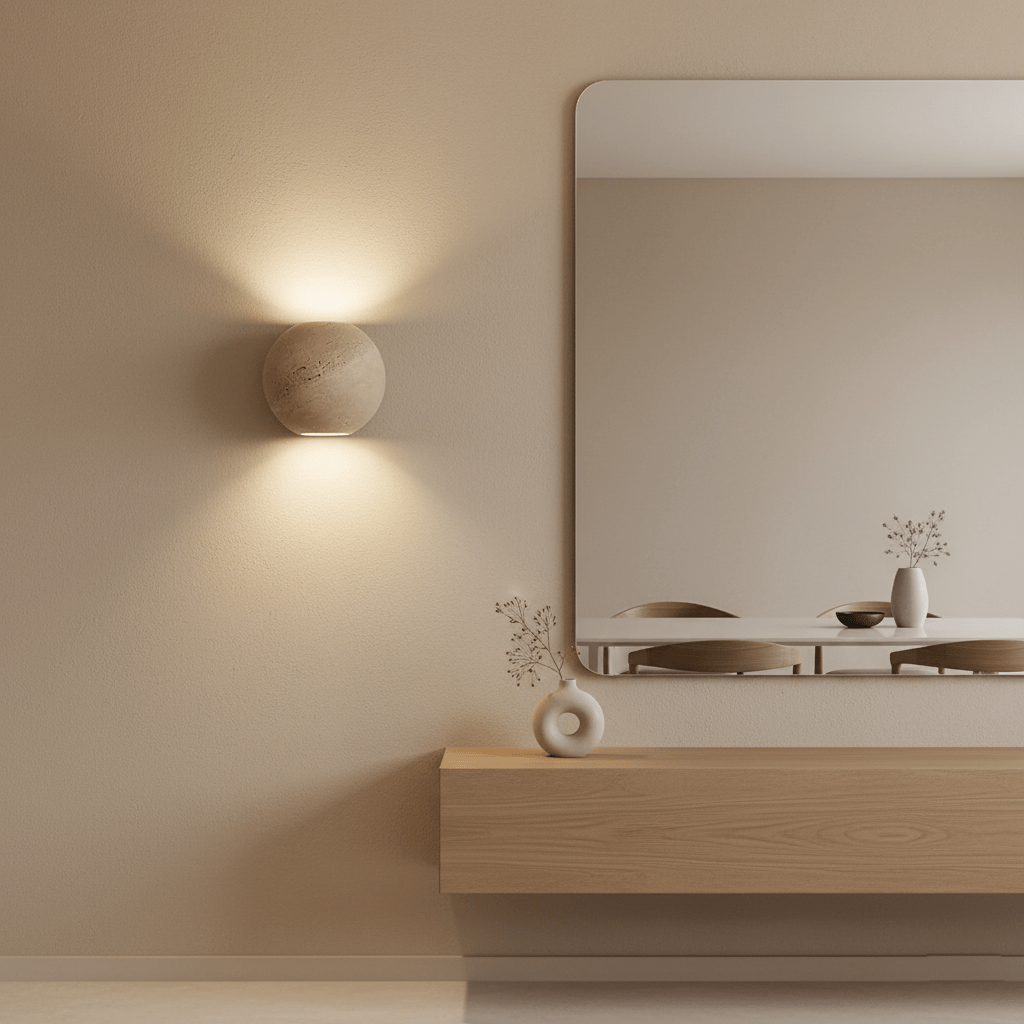 Travian travertin bollen wandlamp
