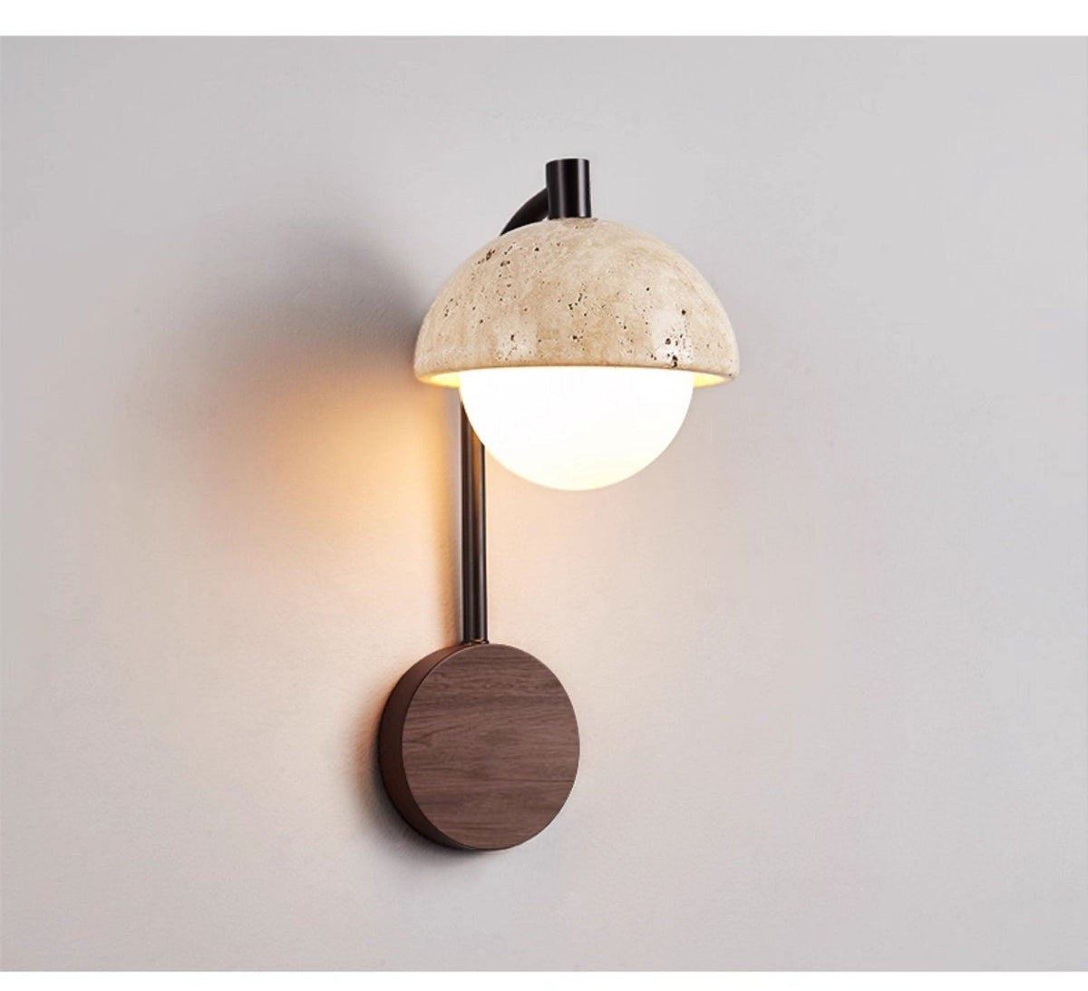 travertin wandlamp met zwenkarm