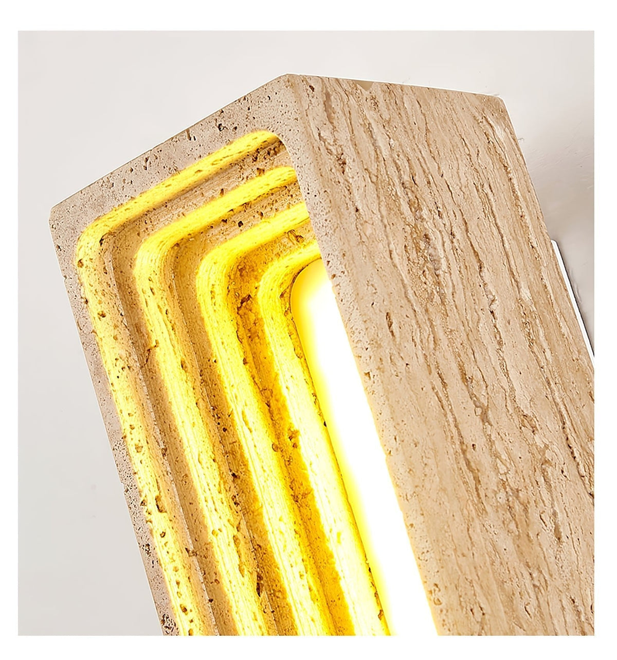 Atheila wandlamp in Geel travertin