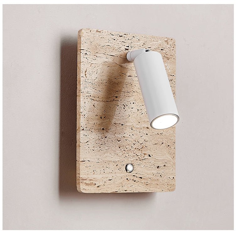 Selan travertin wandlamp met verstelbare spot