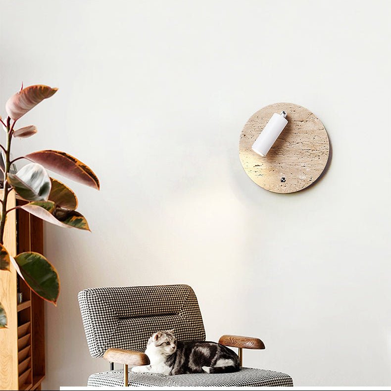 Selan travertin wandlamp met verstelbare spot
