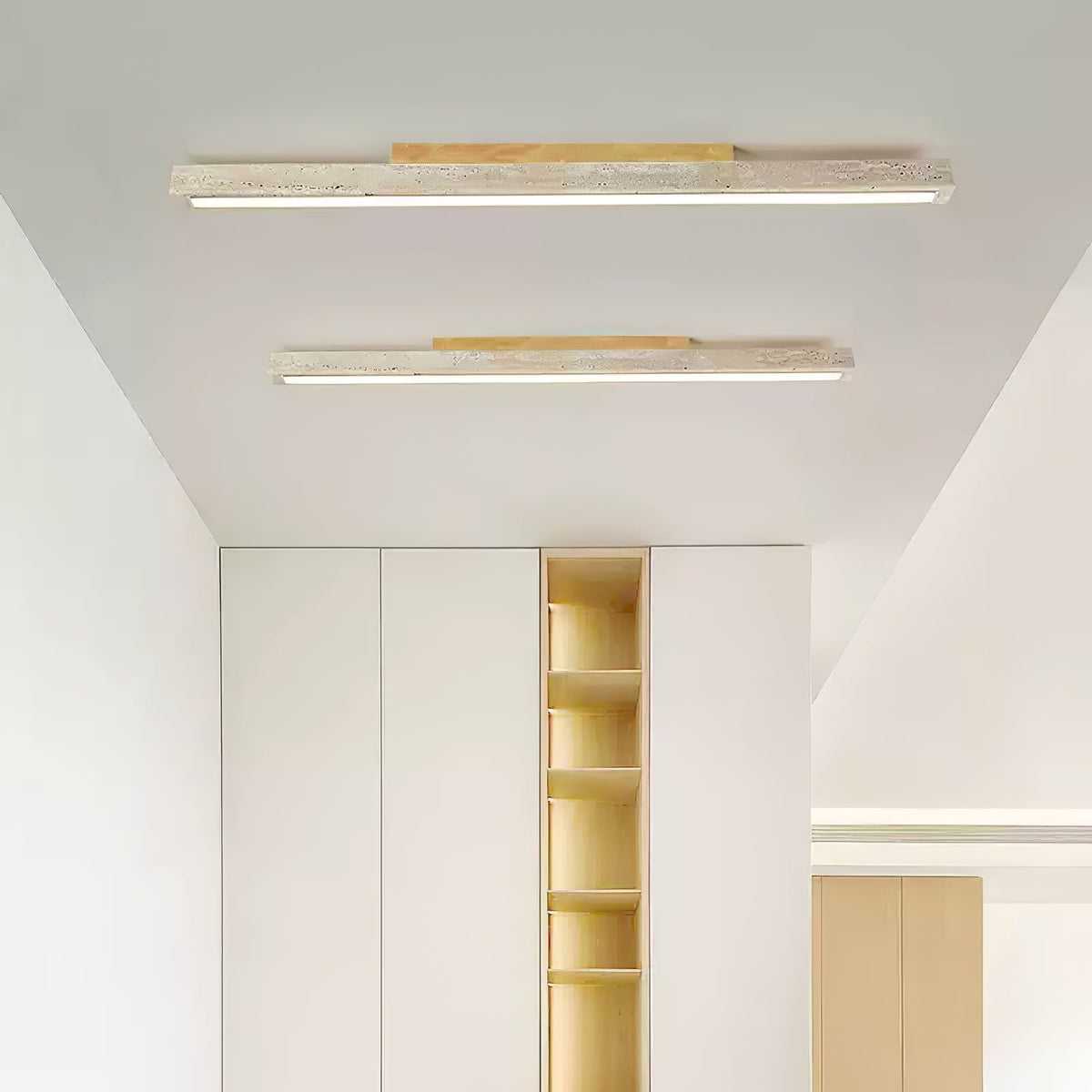 Valinian Minimalistische plafondlamp van travertin