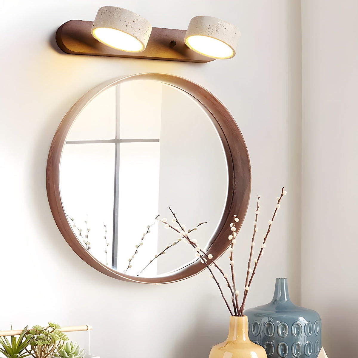 Voloreth minimalistisch travertin wandlamp