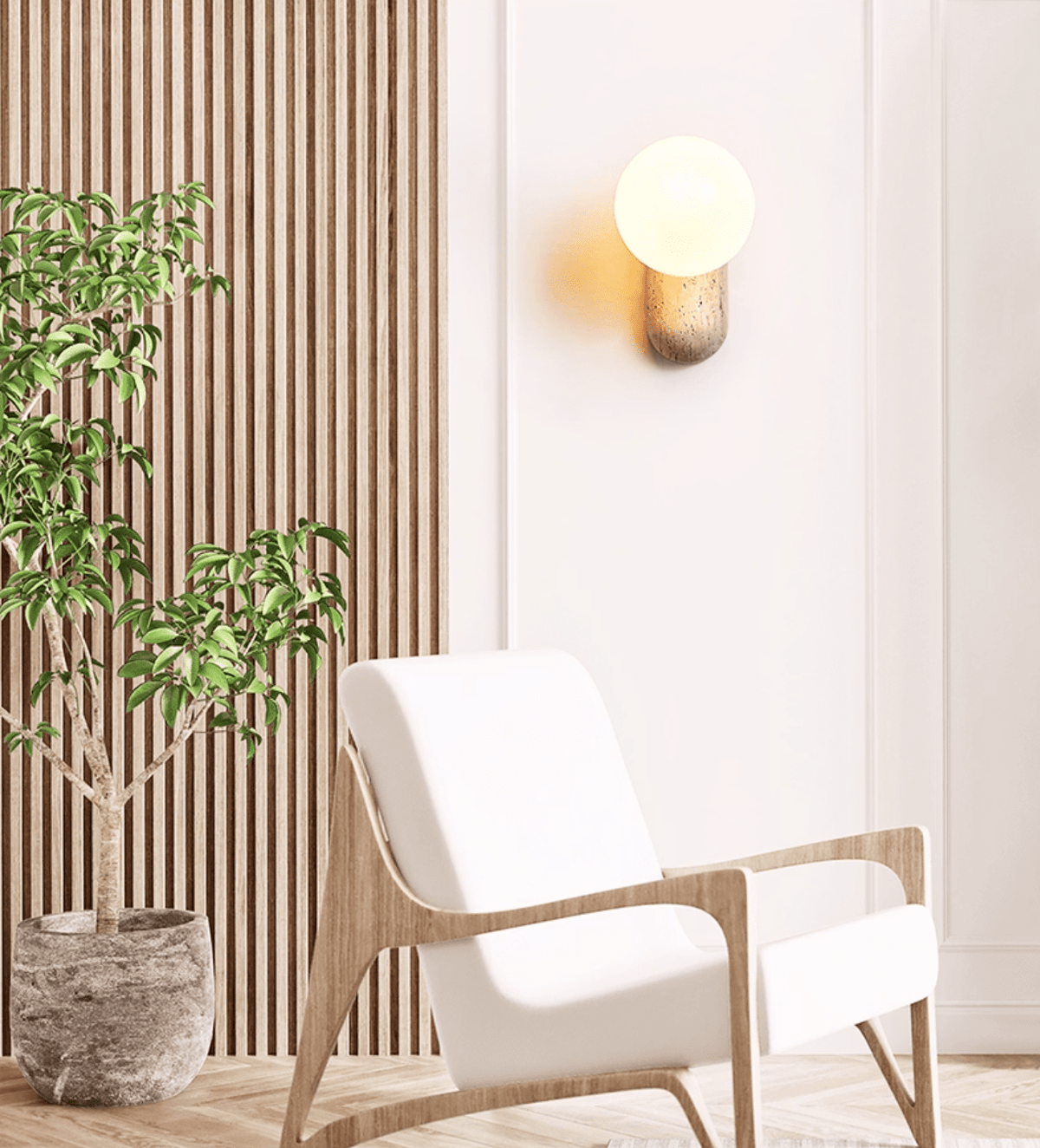 Aeralis Travertin Kiezelvorm Wandlamp