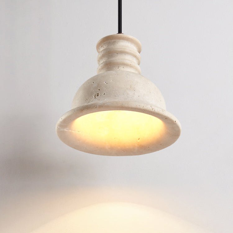 Harrow hanglamp met geel travertin en geribbelde koepel