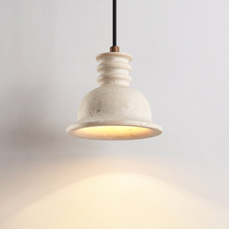 Harrow hanglamp met geel travertin en geribbelde koepel